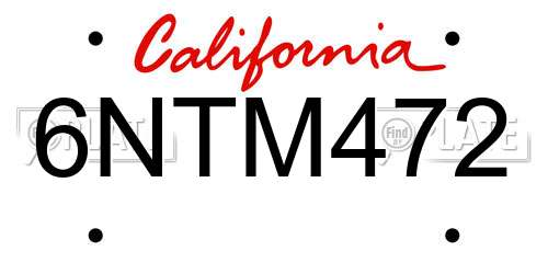 6NTM472 California License Plate