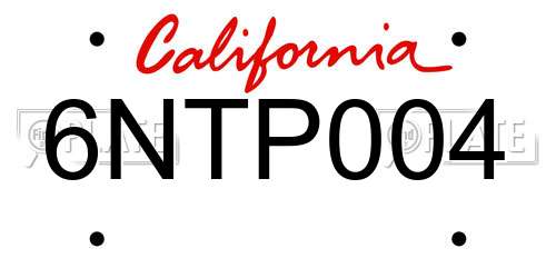 6NTP004 California License Plate
