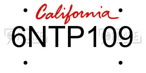 6NTP109 California License Plate