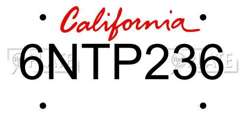 6NTP236 California License Plate