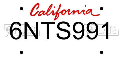 6NTS991 California License Plate