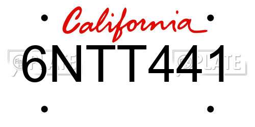 6NTT441 California License Plate
