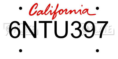 6NTU397 California License Plate