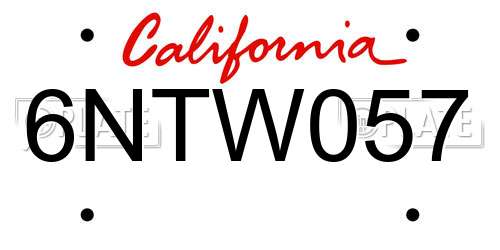 6NTW057 California License Plate