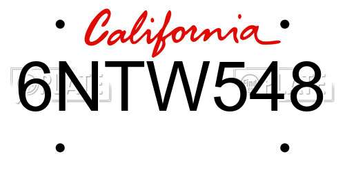 6NTW548 California License Plate
