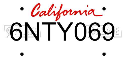 6NTY069 California License Plate