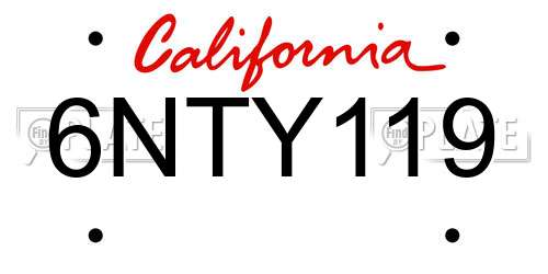 6NTY119 California License Plate