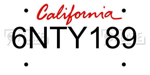 6NTY189 California License Plate