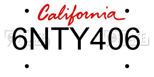 6NTY406 California License Plate