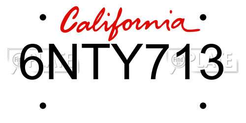 6NTY713 California License Plate