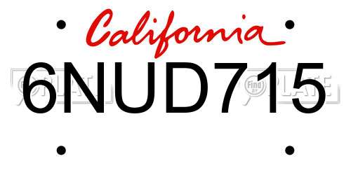 6NUD715 California License Plate