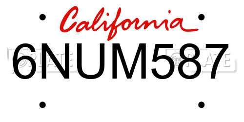 6NUM587 California License Plate