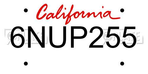 6NUP255 California License Plate