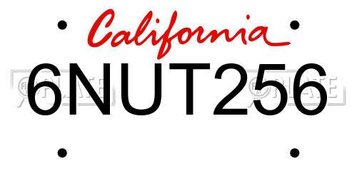 6NUT256 California License Plate