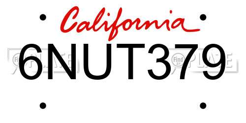 6NUT379 California License Plate