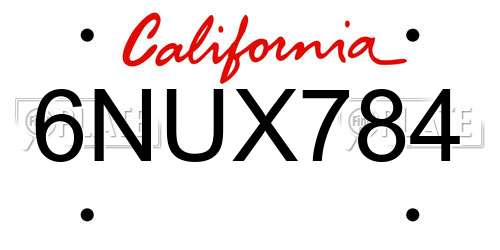 6NUX784 California License Plate