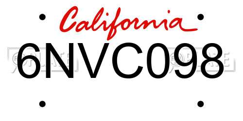 6NVC098 California License Plate