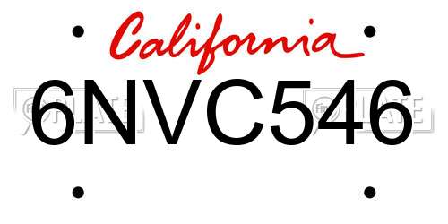 6NVC546 California License Plate