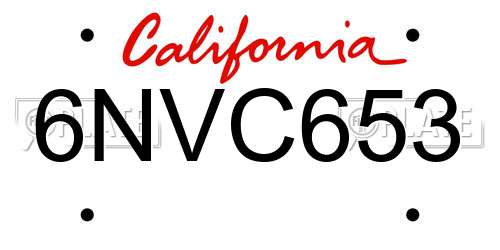 6NVC653 California License Plate