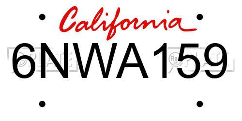 6NWA159 California License Plate