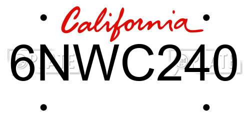 6NWC240 California License Plate