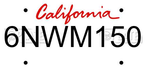 6NWM150 California License Plate