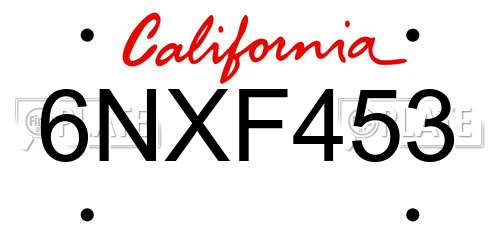 6NXF453 California License Plate