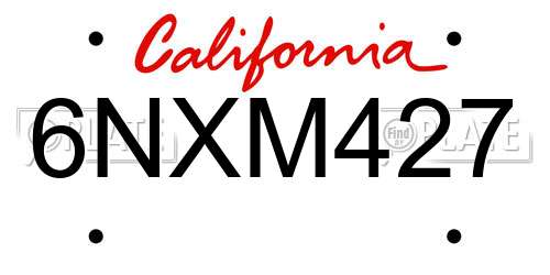 6NXM427 California License Plate