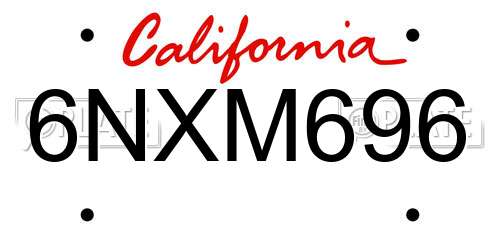 6NXM696 California License Plate