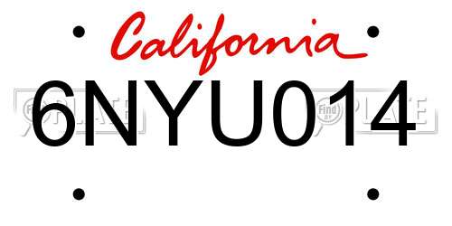 6NYU014 California License Plate