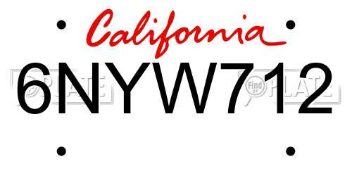 6NYW712 California License Plate