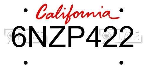 6NZP422 California License Plate