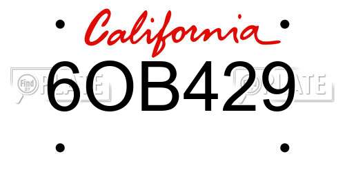 6OB429 California License Plate