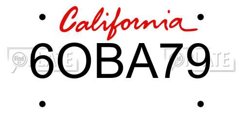 6OBA79 California License Plate