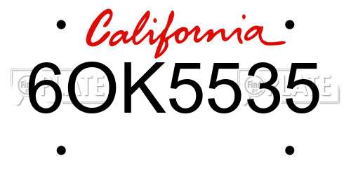 6OK5535 California License Plate