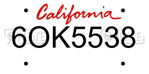6OK5538 California License Plate
