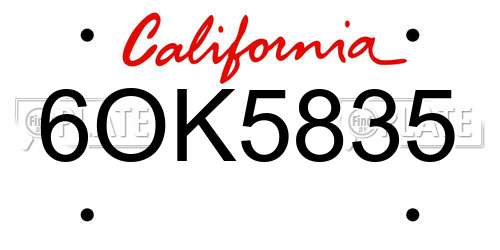 6OK5835 California License Plate