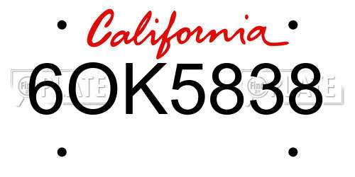 6OK5838 California License Plate