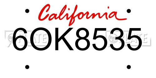 6OK8535 California License Plate