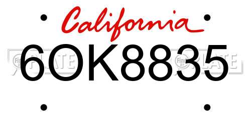 6OK8835 California License Plate