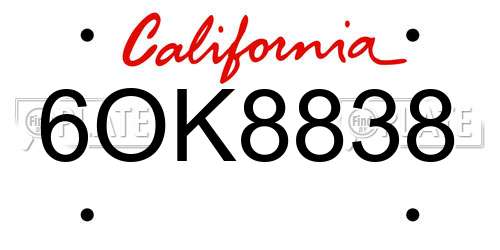6OK8838 California License Plate