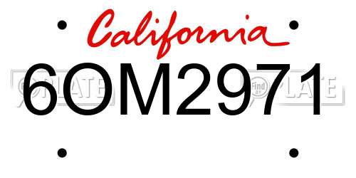 6OM2971 California License Plate