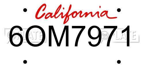 6OM7971 California License Plate