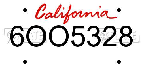 6OO5328 California License Plate