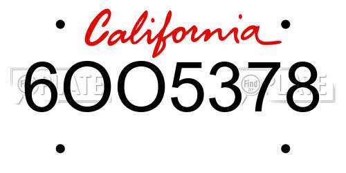 6OO5378 California License Plate