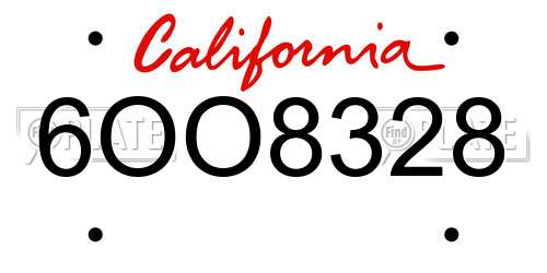6OO8328 California License Plate