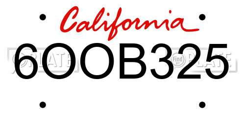 6OOB325 California License Plate