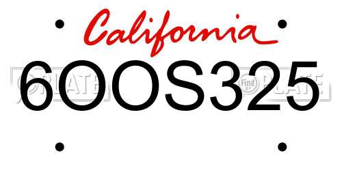 6OOS325 California License Plate