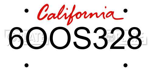 6OOS328 California License Plate