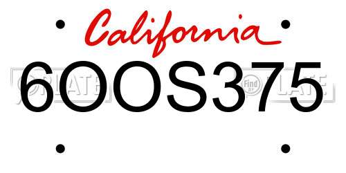 6OOS375 California License Plate